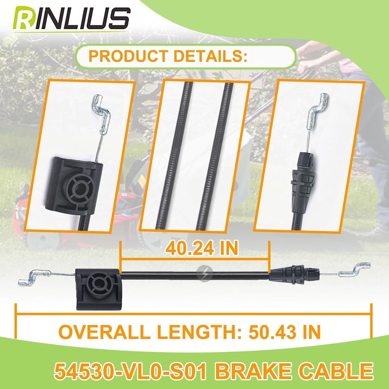 Rinlius Lawn Mower Brake Cable 54530-VL0-S01 for Honda 21" HRR216 HRX217 Walk-Behind Lawn Mowers fits Honda HRR216K9, HRR216K10, HRR216K11, HRX217K1, HRX217K3, HRX217K5, HRX217K6 Lawn Mower - Image 2